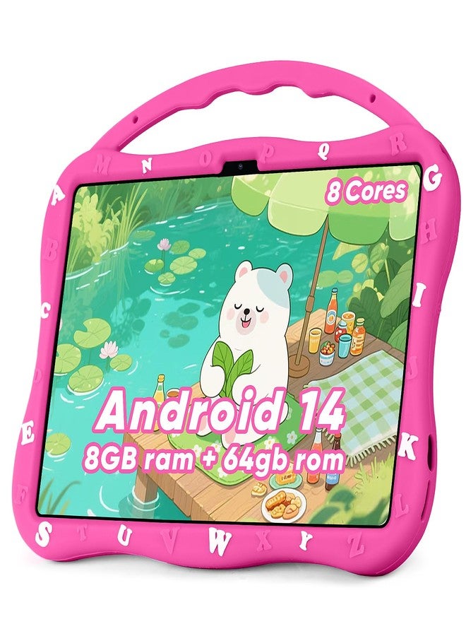 MengDash Kids Tablet, 10.1 inch Tablet for Kids 3-10, Educational Learning Toddler Tablet Android 14, 8(4+4) GB RAM+64GB ROM Storage, 5G WiFi, Baby Girl boy Gift (Red) - Image 1